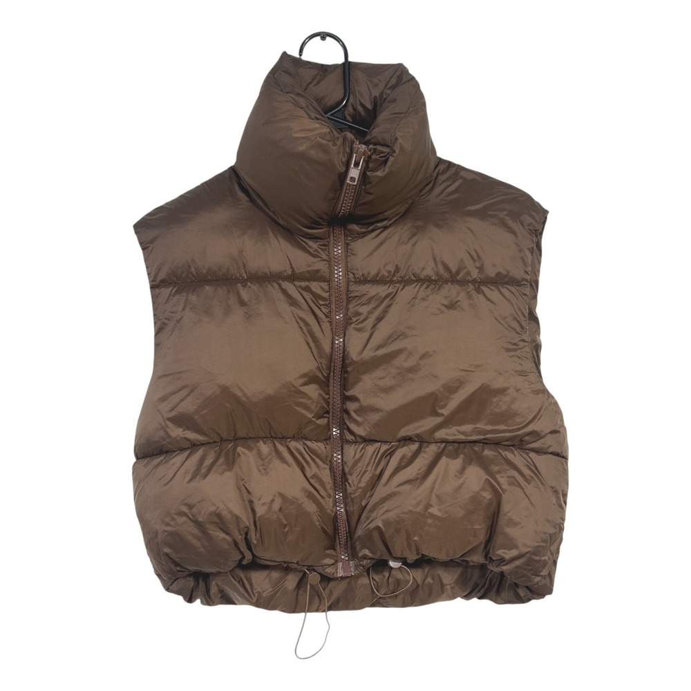 Brown Puffer Vest M Cocoa Neutral Quilted Zip Quiet Luxury Minimalist Streetwear